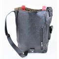 9002B - BLACK LEATHER (PU) WINE BAG WITH (IT'S WINE TIME) MONOGRAMMED